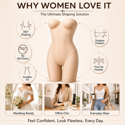 Women’s Strapless Full Body Shaping Bodysuit with 360° Sculpting and Tummy Control